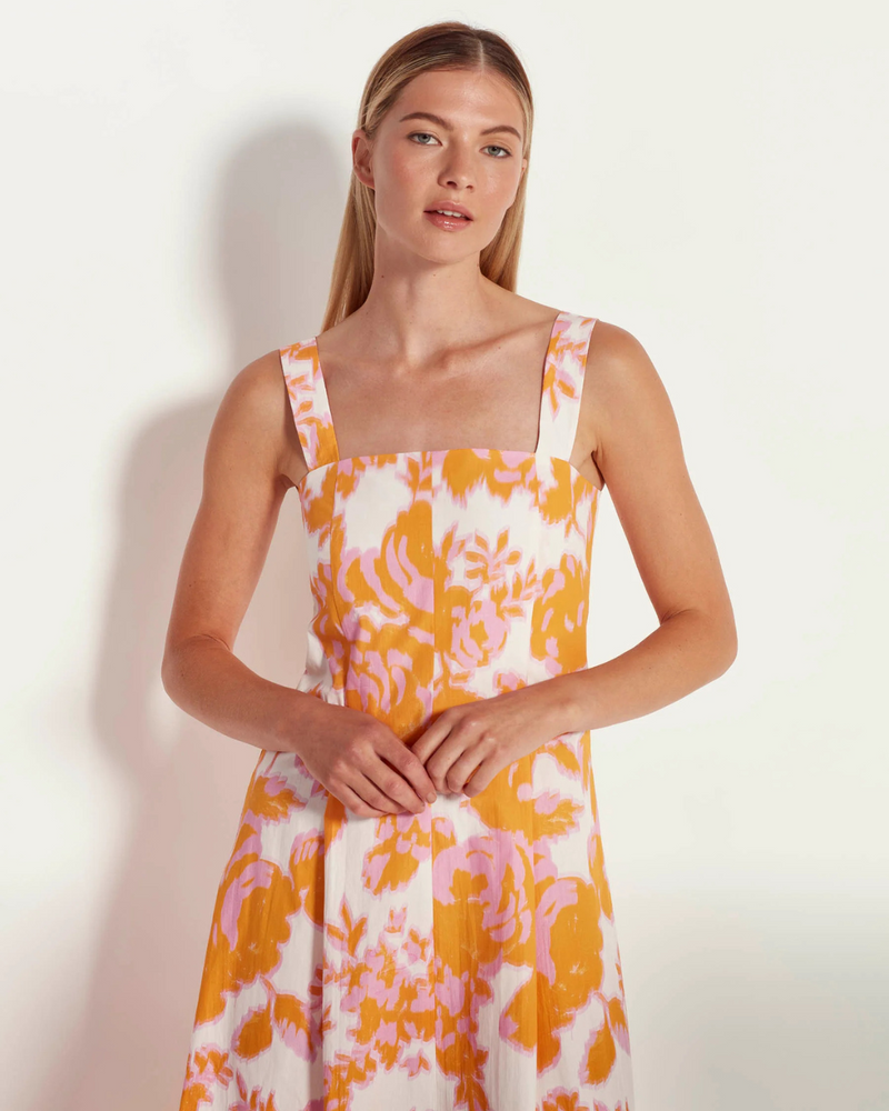 Emile Dress (Baroque Floral Cotton) Pink Grapefruit