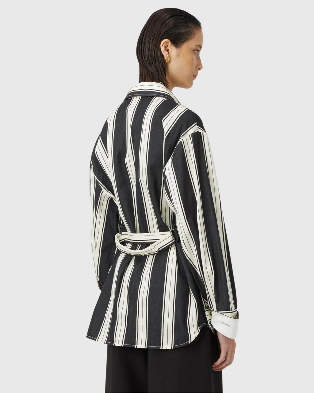 Kiah Fitted Shirt Black/Cream Stripe