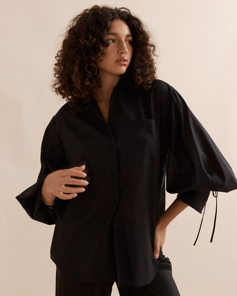 Sunny Beach Shirt Black Voile