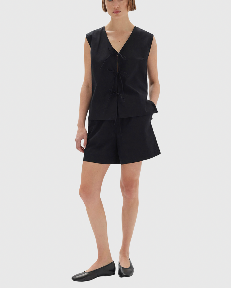 Ollie Poplin Tie Top Black