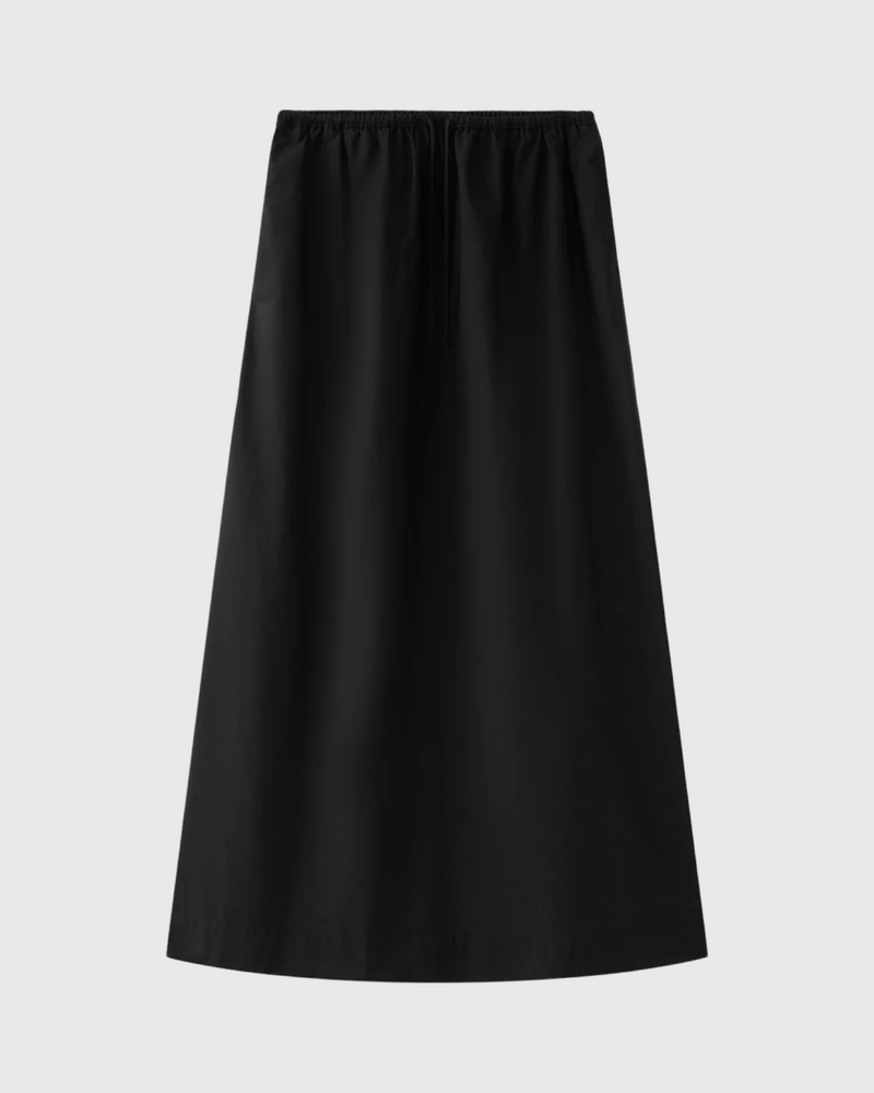 Philipa Poplin Midi Skirt Black