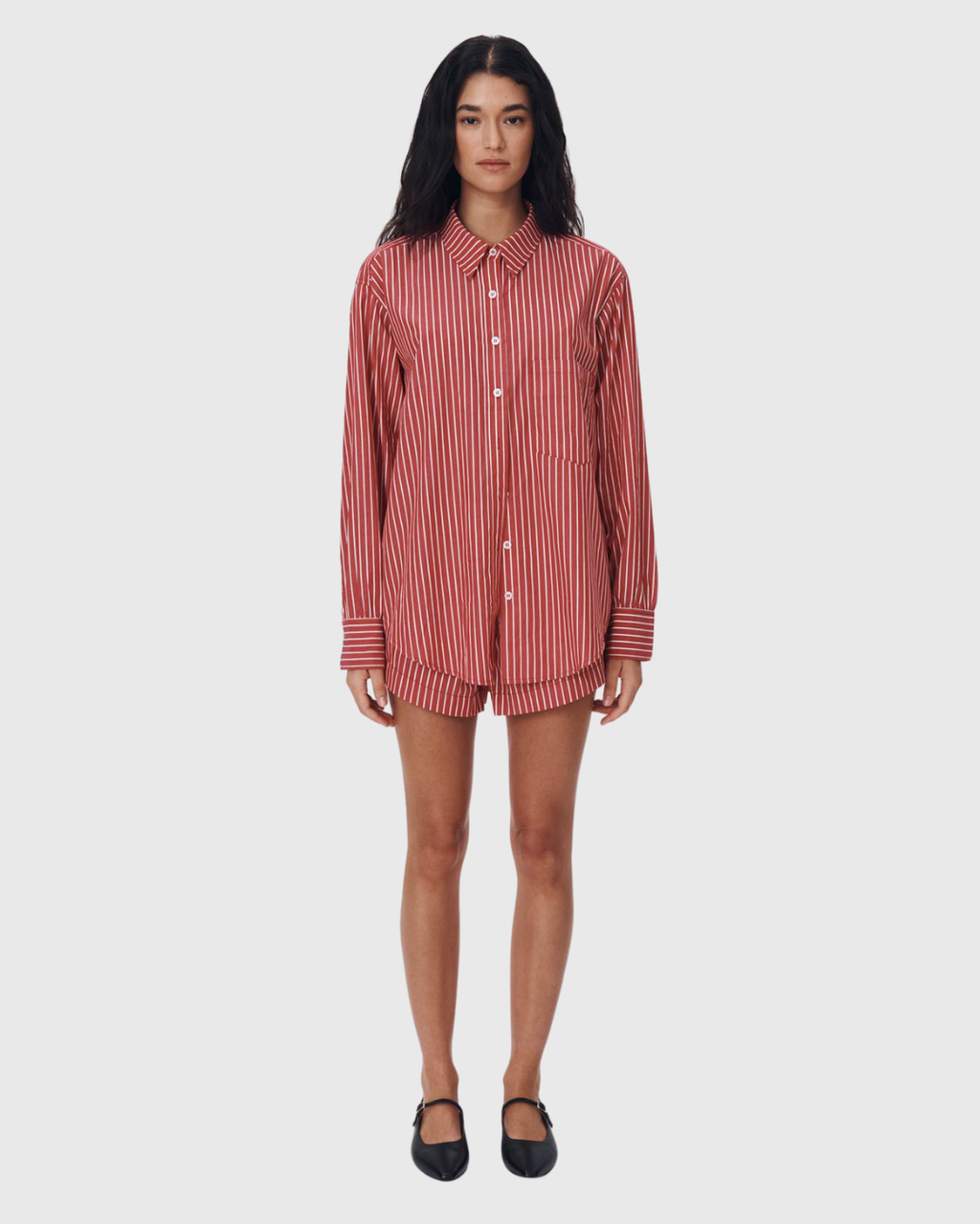 Ramona Stripe LS Shirt Cherry Red