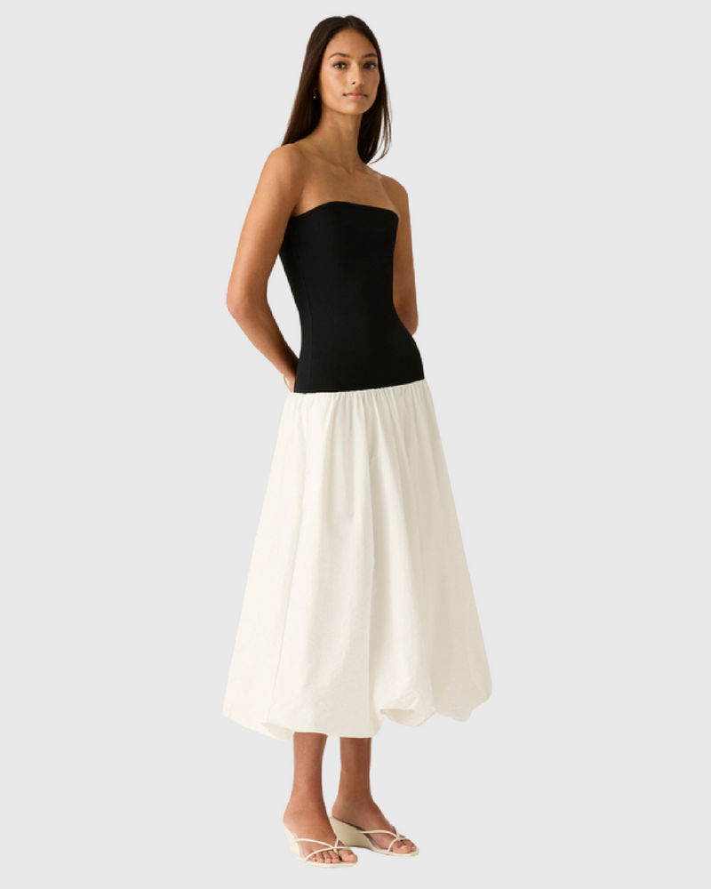 Sophia Strapless Dress Black / White