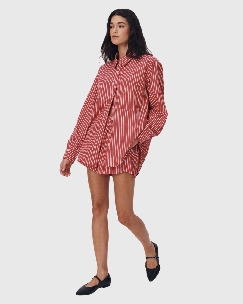 Ramona Stripe LS Shirt Cherry Red