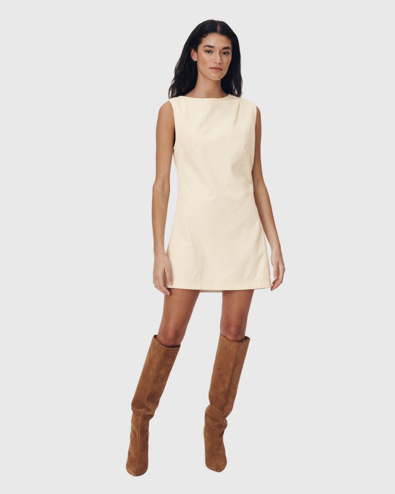 Bowe Denim Mini Dress Creme