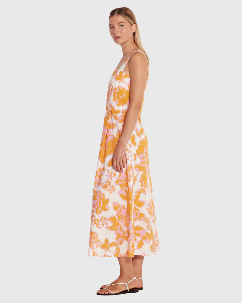 Emile Dress (Baroque Floral Cotton) Pink Grapefruit