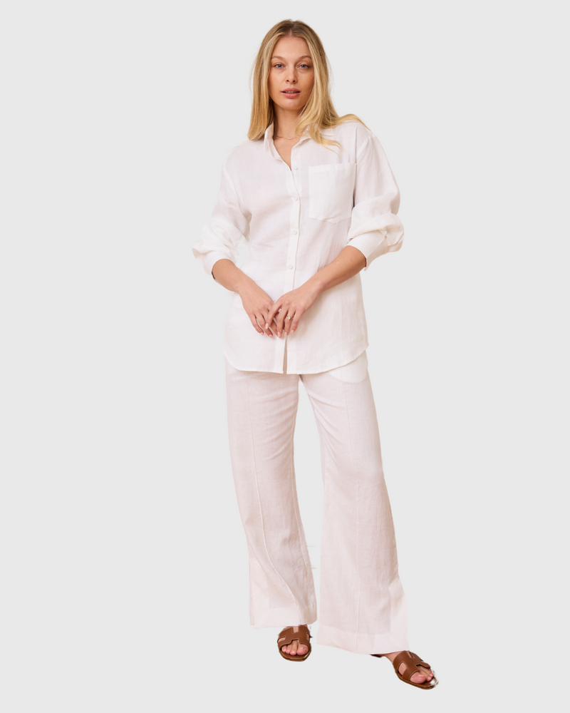 9-5 Shirt White Linen