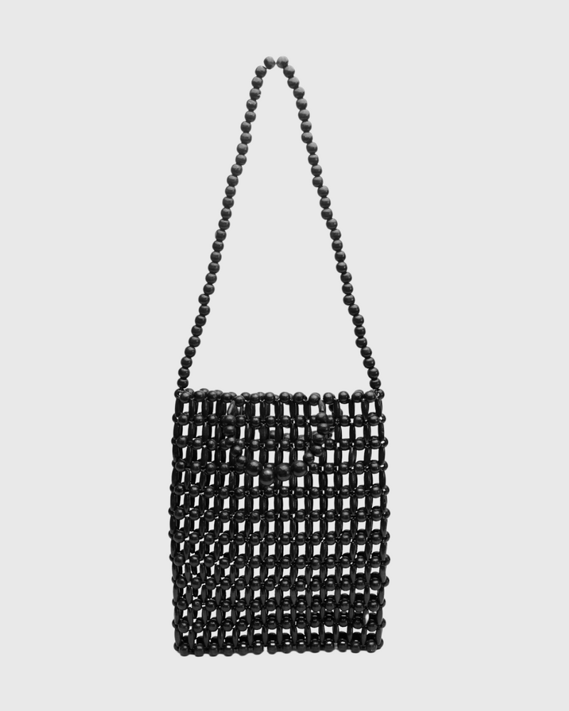 Gia Beaded Tote Black