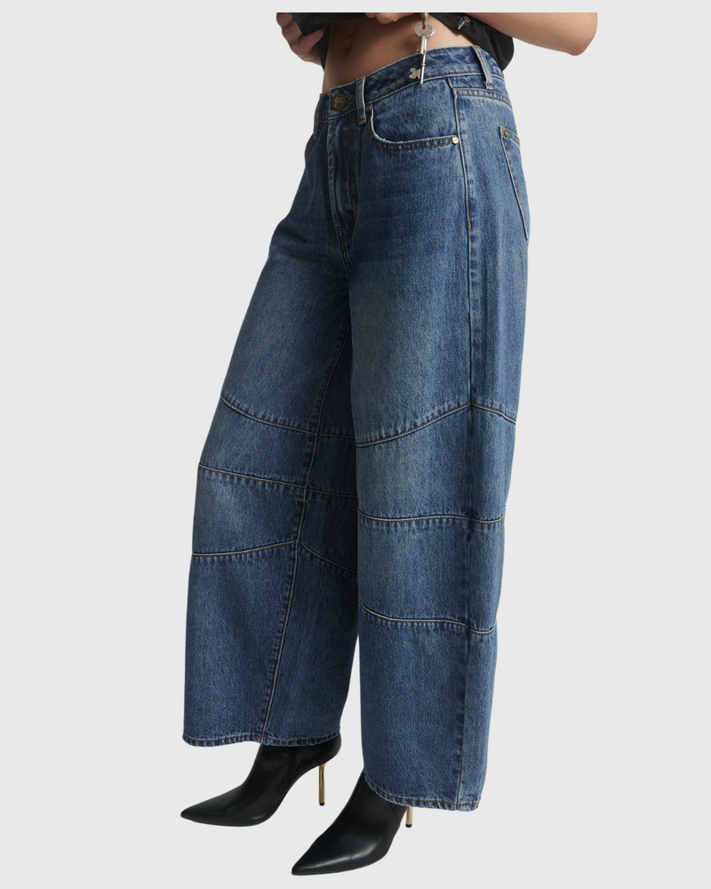 Barrel Mid Waist Denim Jean Dirty Blue Love