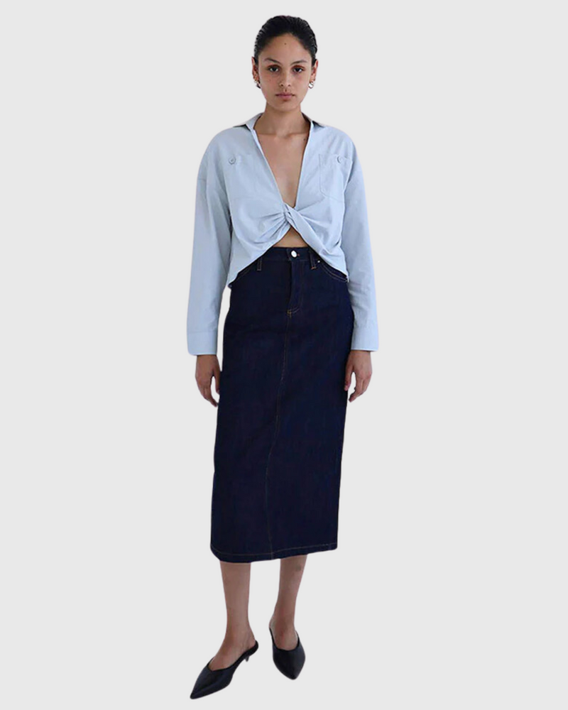 Quinnella Denim Tube Maxi Skirt