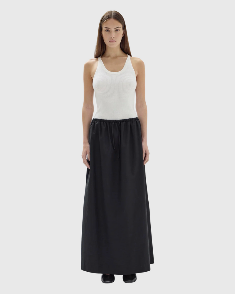 Philipa Poplin Midi Skirt Black