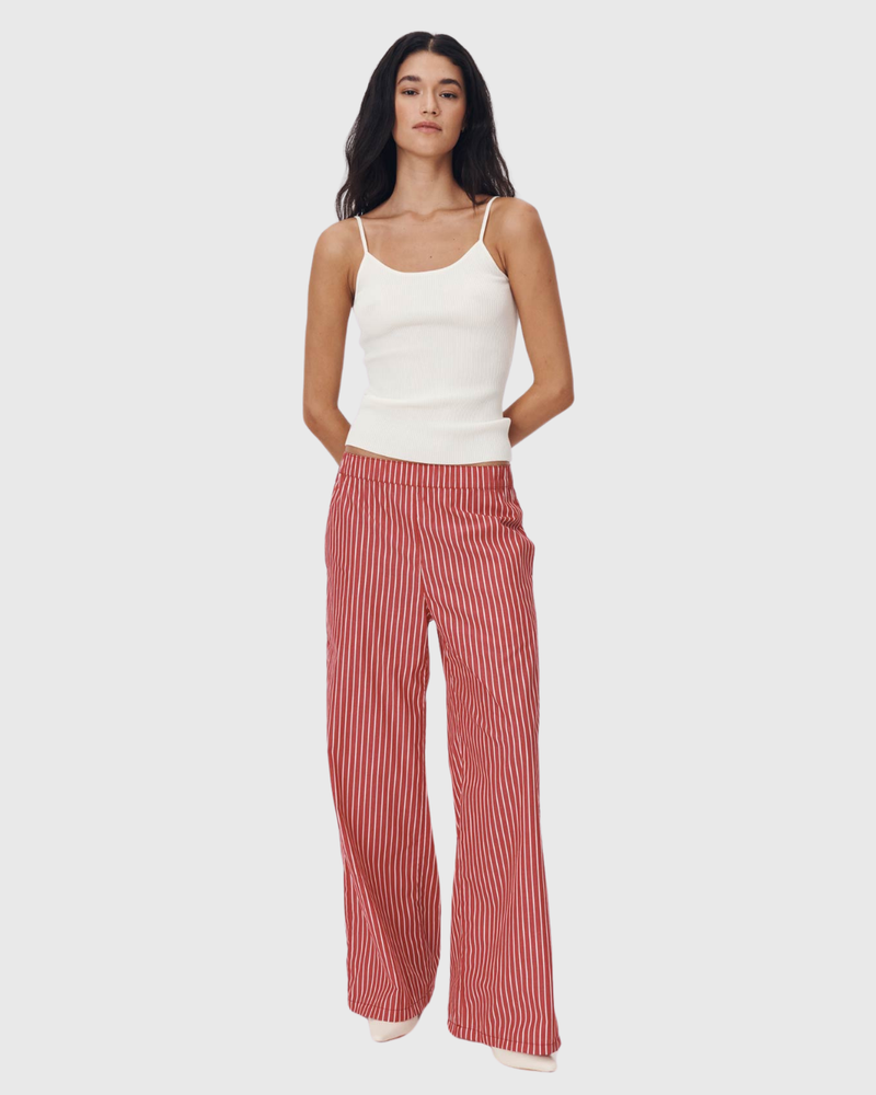 Rocco Stripe Pants Cherry Red