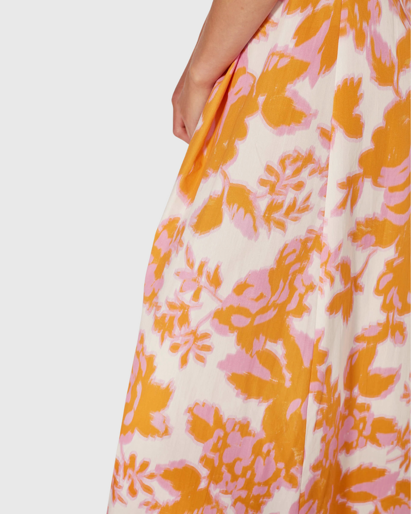 Emile Dress (Baroque Floral Cotton) Pink Grapefruit