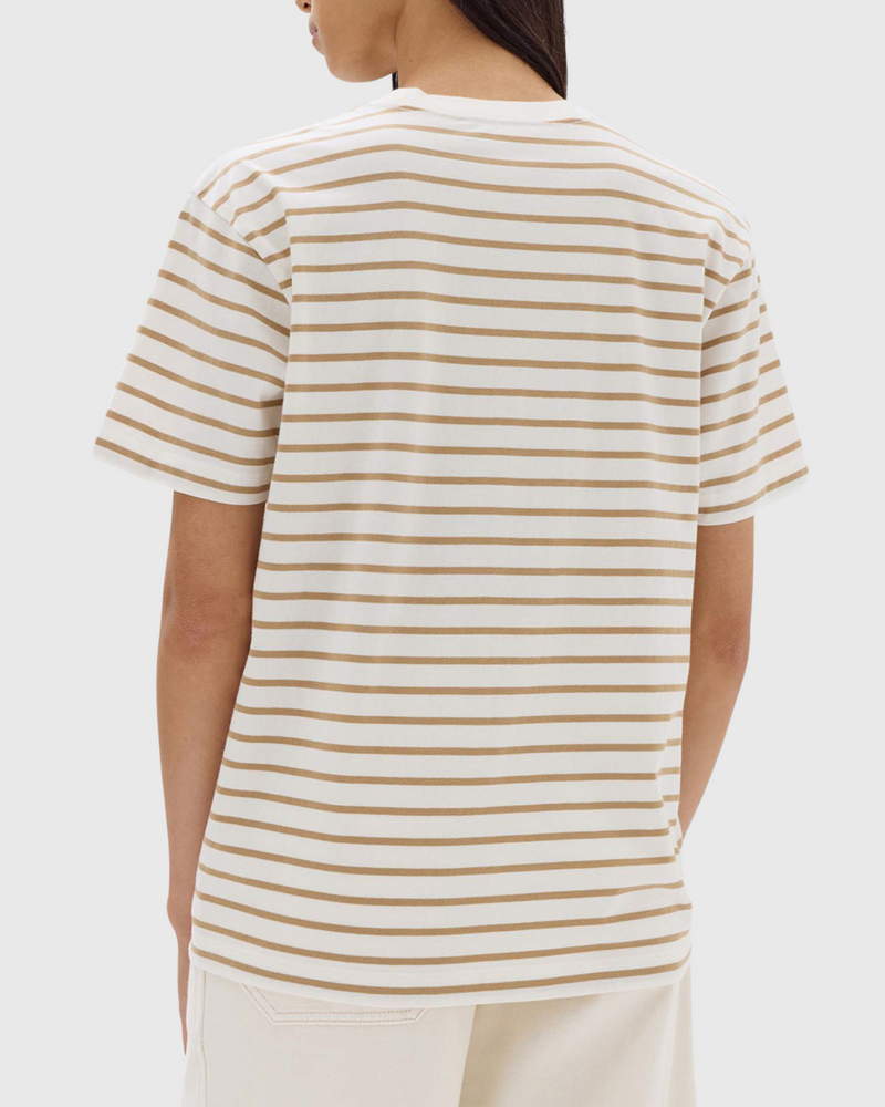 Port SS Tee Antique White/Tan Stripe