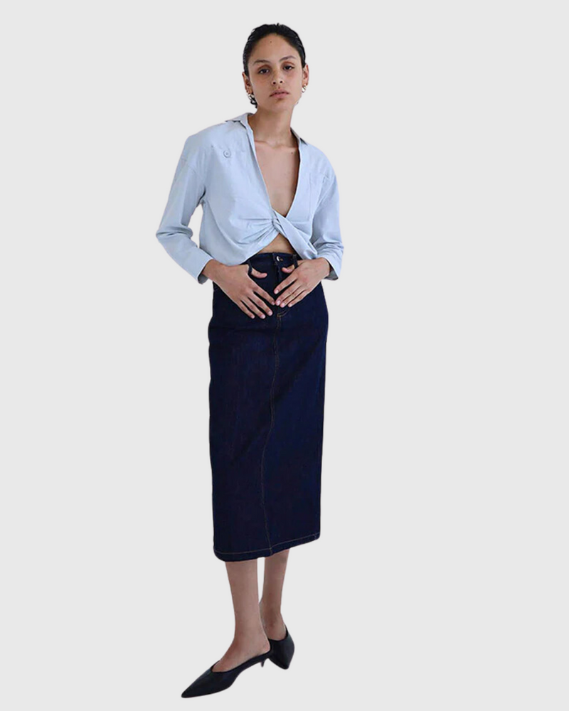 Quinnella Denim Tube Maxi Skirt