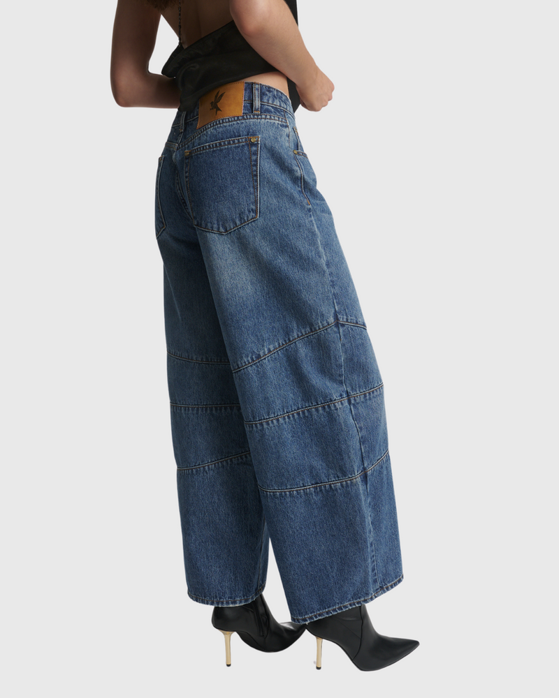 Barrel Mid Waist Denim Jean Dirty Blue Love