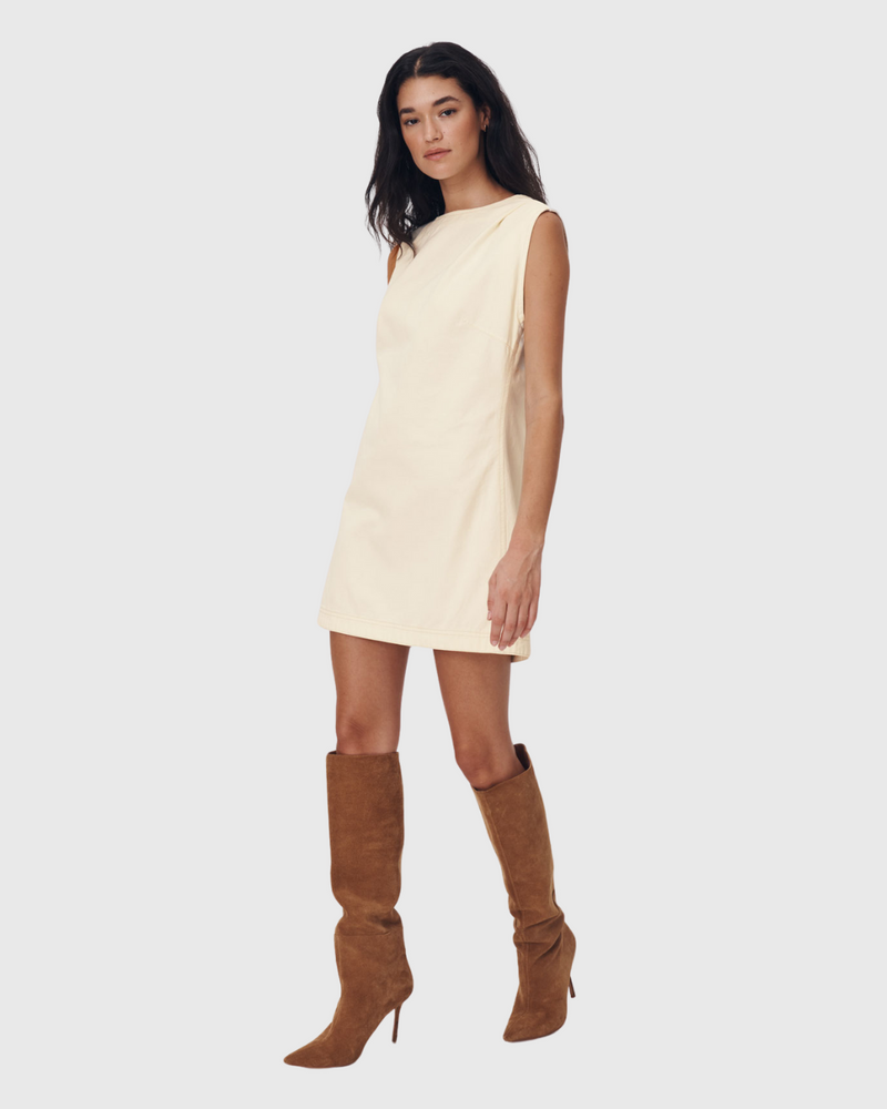 Bowe Denim Mini Dress Creme