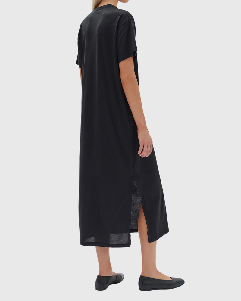 Silk Blend Tee Dress Black