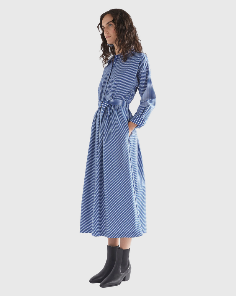 Ligne Shirt Dress Blue Stripe