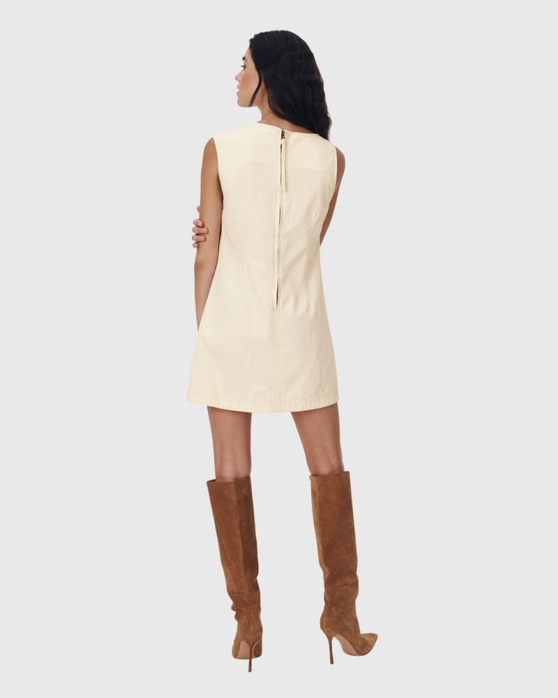 Bowe Denim Mini Dress Creme