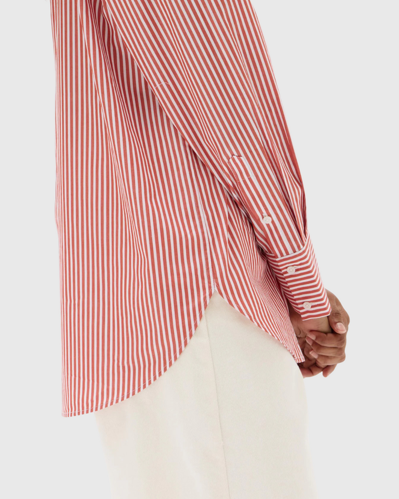 Signature Poplin Shirt Papaya/White Stripe