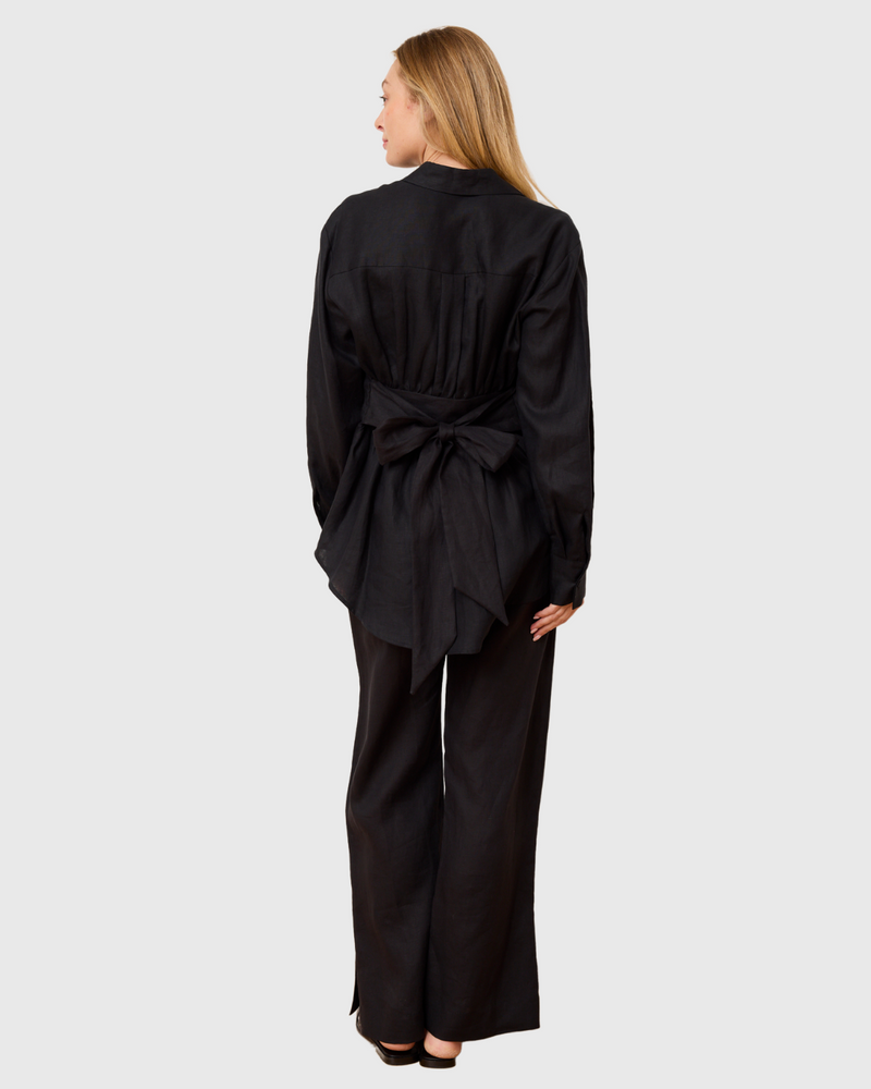 9-5 Shirt Black Linen