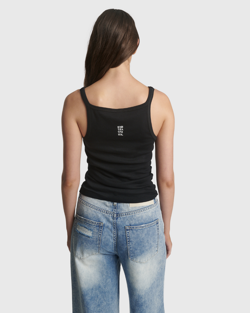 Fine Rib Singlet Black