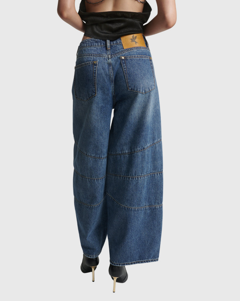 Barrel Mid Waist Denim Jean Dirty Blue Love