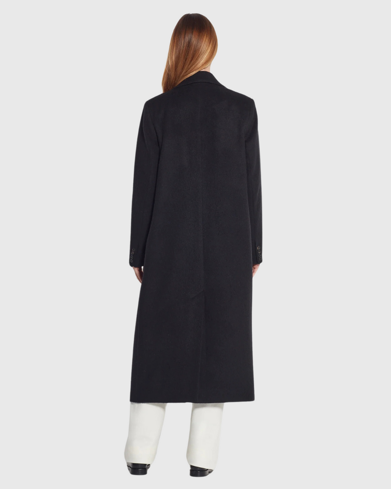 Mantelle Coat (Textured Wool) Black Fur