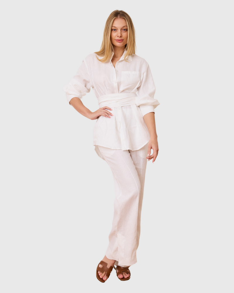 9-5 Shirt White Linen