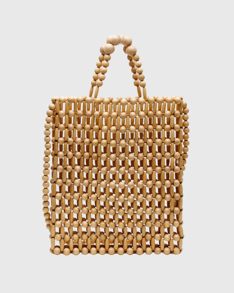 Gia Beaded Tote Natural