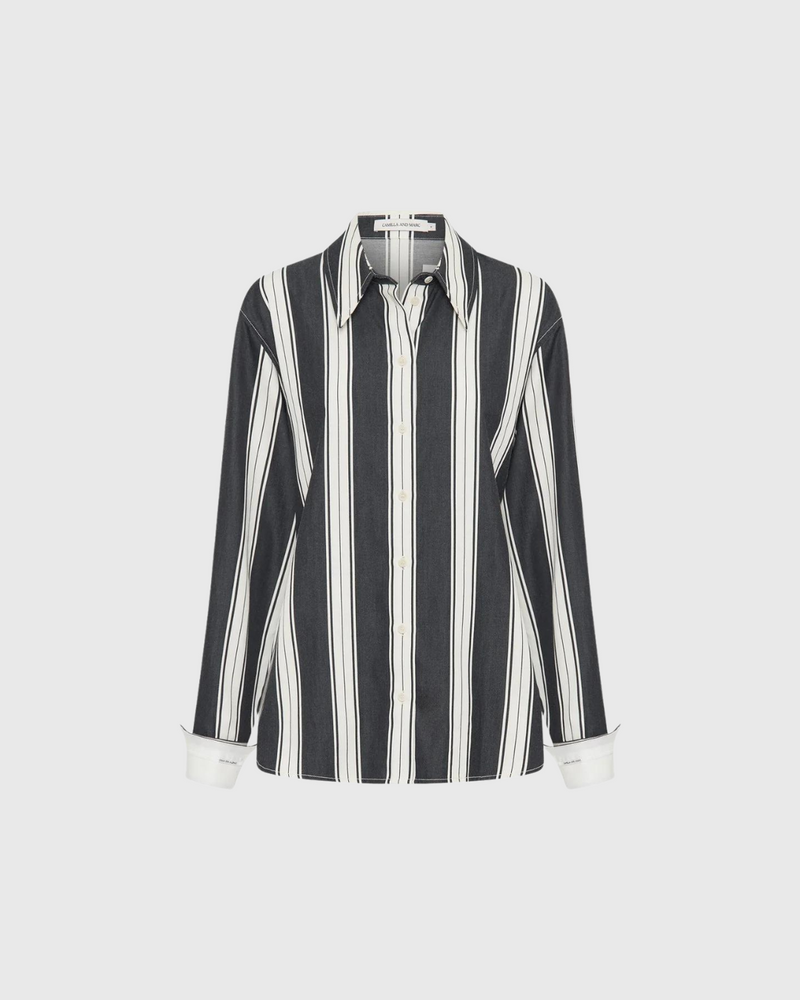 Kiah Fitted Shirt Black/Cream Stripe