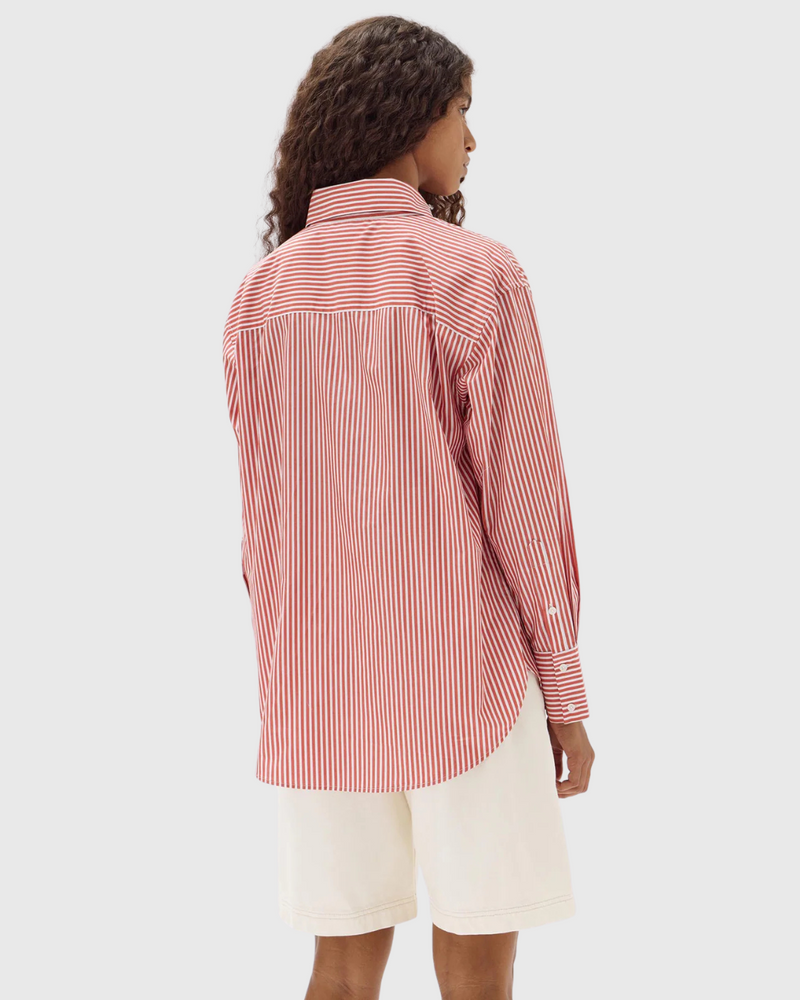 Signature Poplin Shirt Papaya/White Stripe