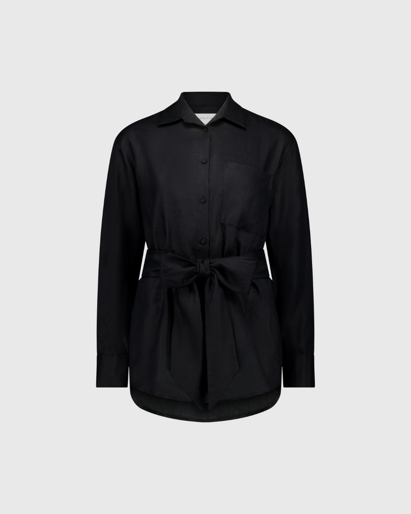 9-5 Shirt Black Linen