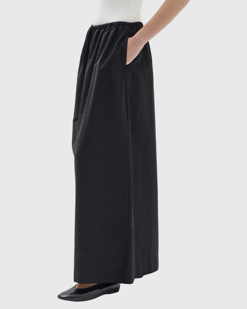 Philipa Poplin Midi Skirt Black