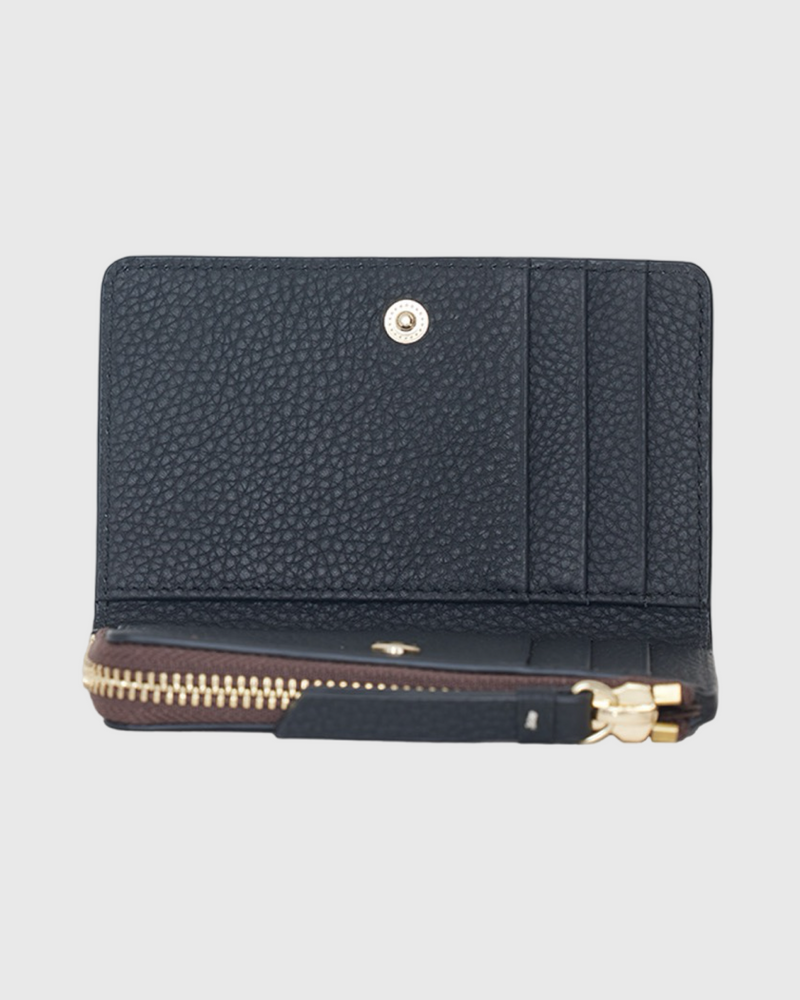 Wednesday Wallet Black Croc + White Stitch