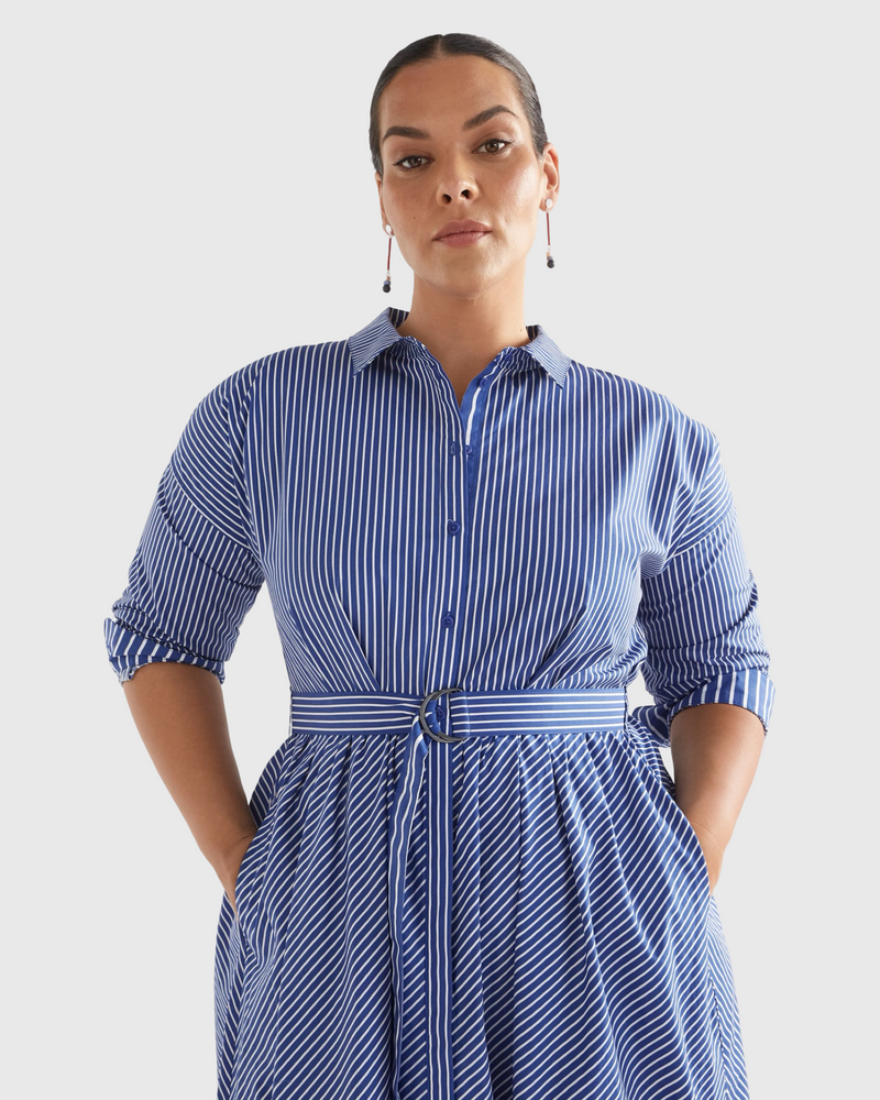 Ligne Shirt Dress Blue Stripe