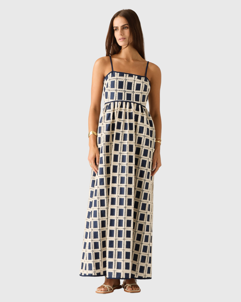 Lara Crochet Maxi Dress Navy