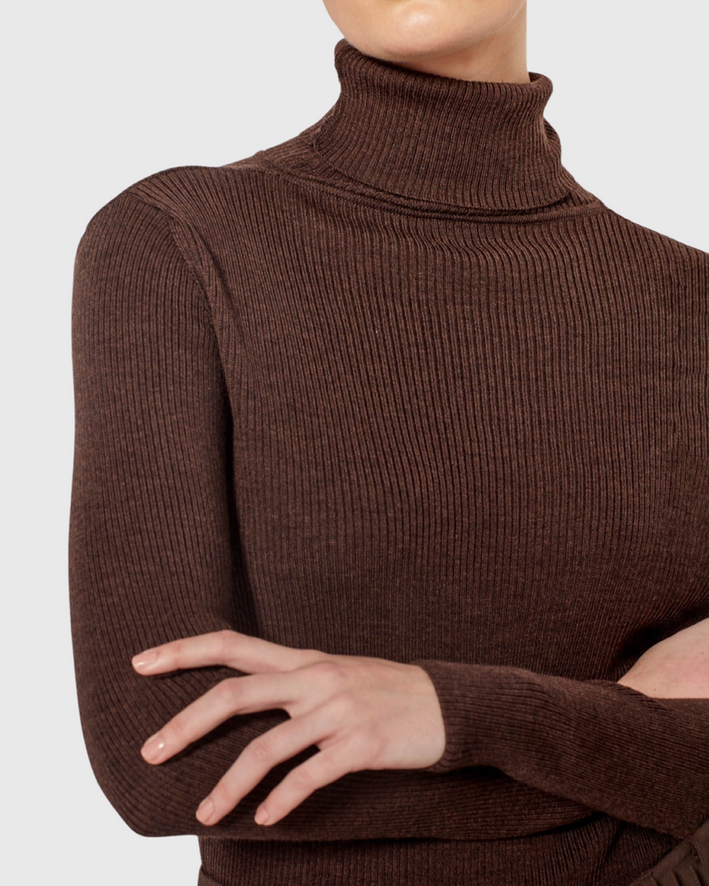 Agnetha Merino Polo (Merino Knit) Espresso