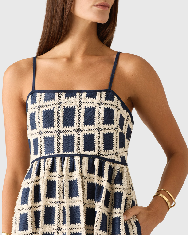 Lara Crochet Maxi Dress Navy