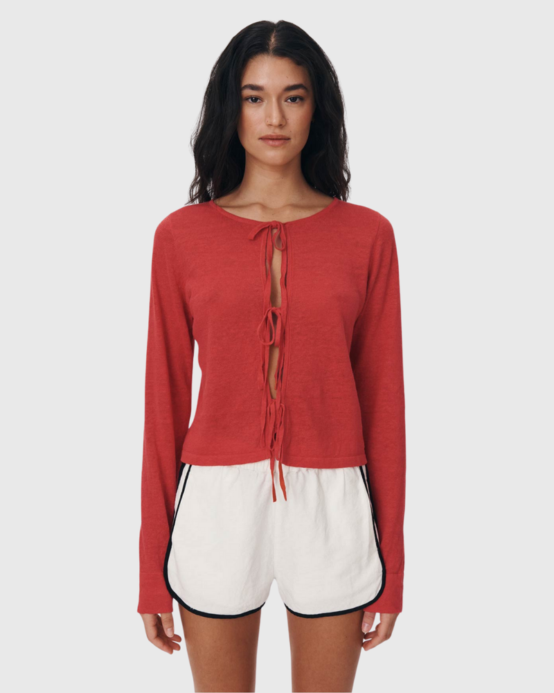 Marcia Bow Cardigan Top Apple Red