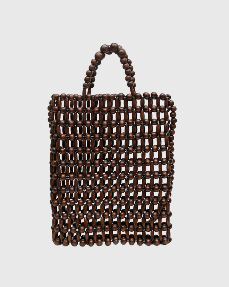 Gia Beaded Tote Brown