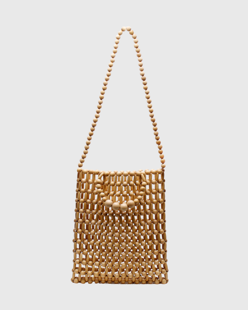 Gia Beaded Tote Natural