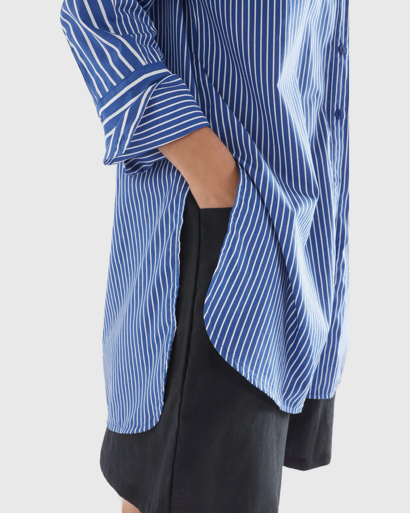 Ligne Print Shirt Blue Stripe