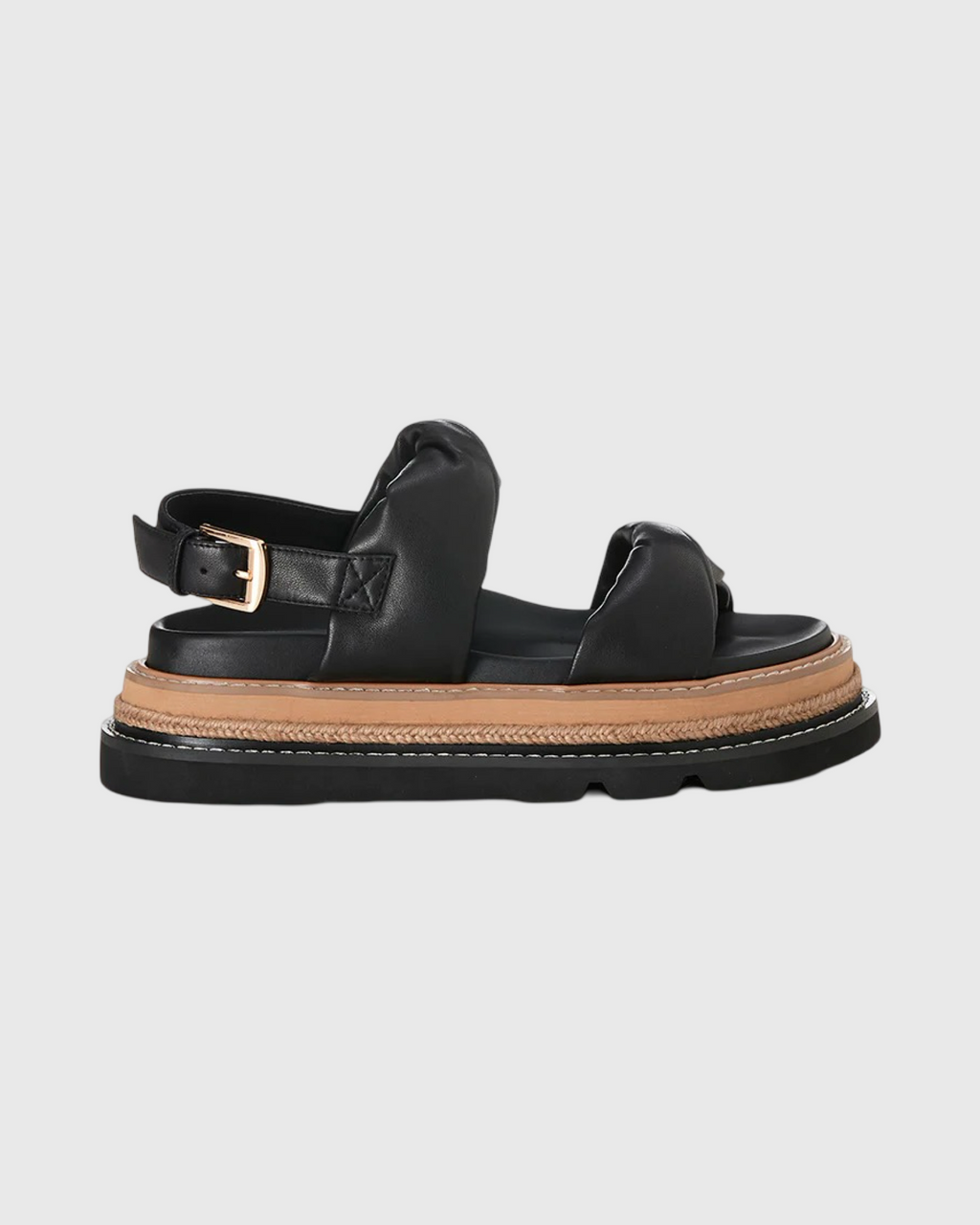 Vee Sandal Black Leather