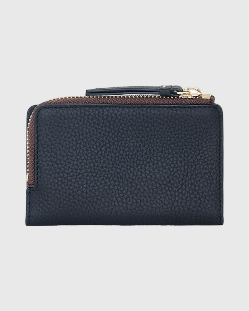 Wednesday Wallet Black Croc + White Stitch