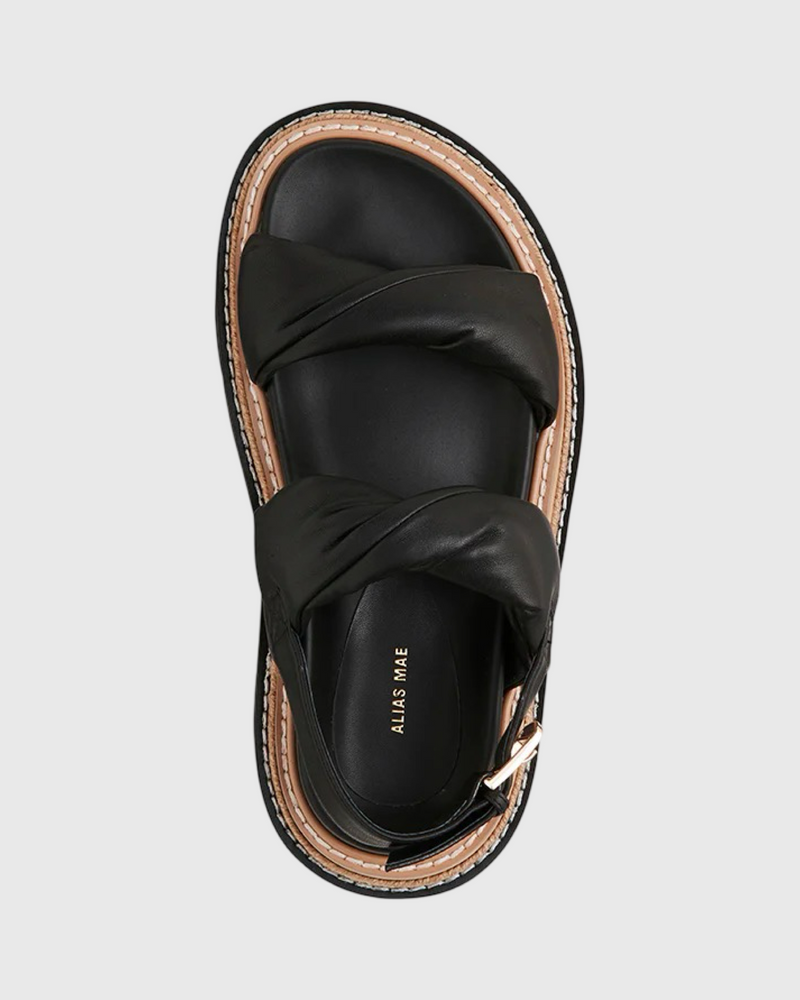 Vee Sandal Black Leather