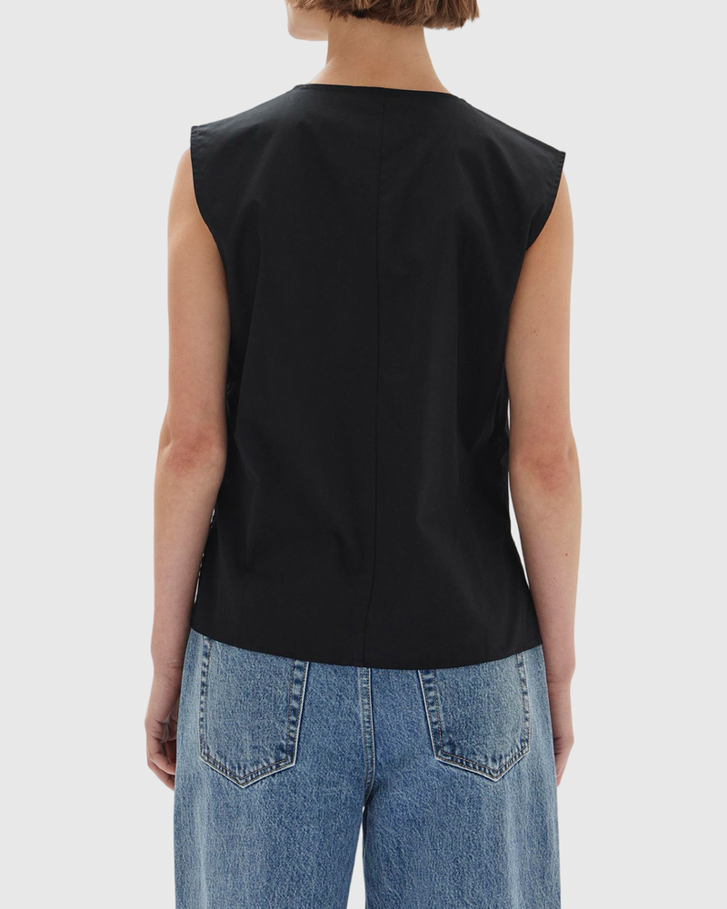 Ollie Poplin Tie Top Black