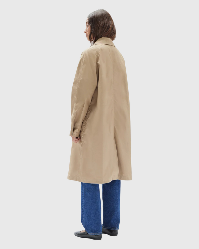 Waxed Cotton Car Coat Light Khaki