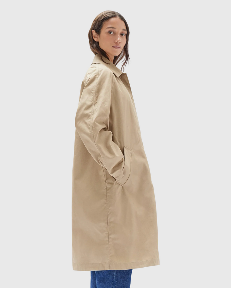 Waxed Cotton Car Coat Light Khaki